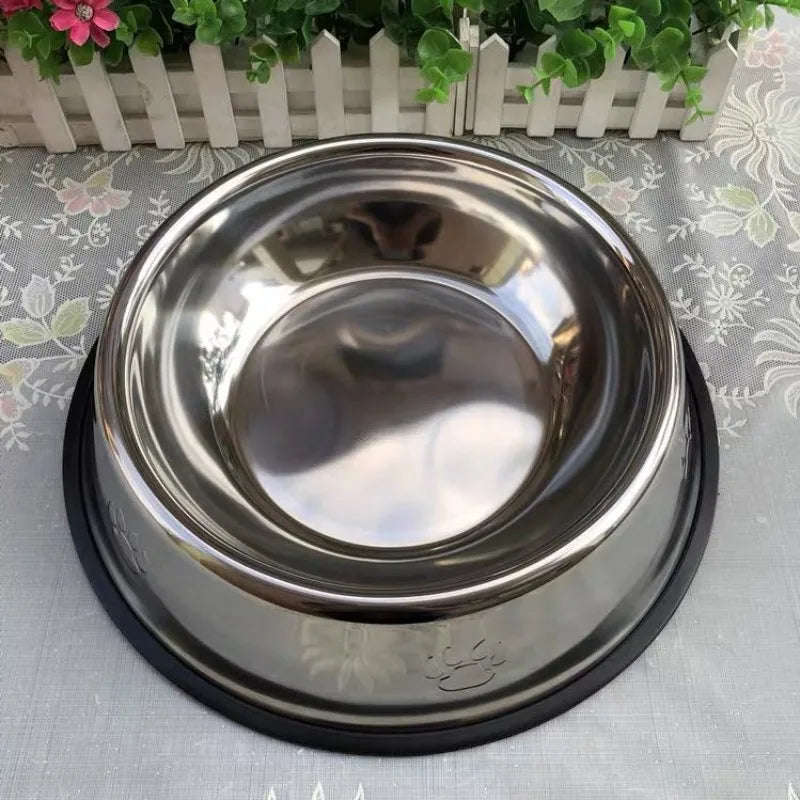 Comedouro bebedouro inox antiderrapante para animais de estimação cachorro gato porte pequeno médio grande - Compras Chaves