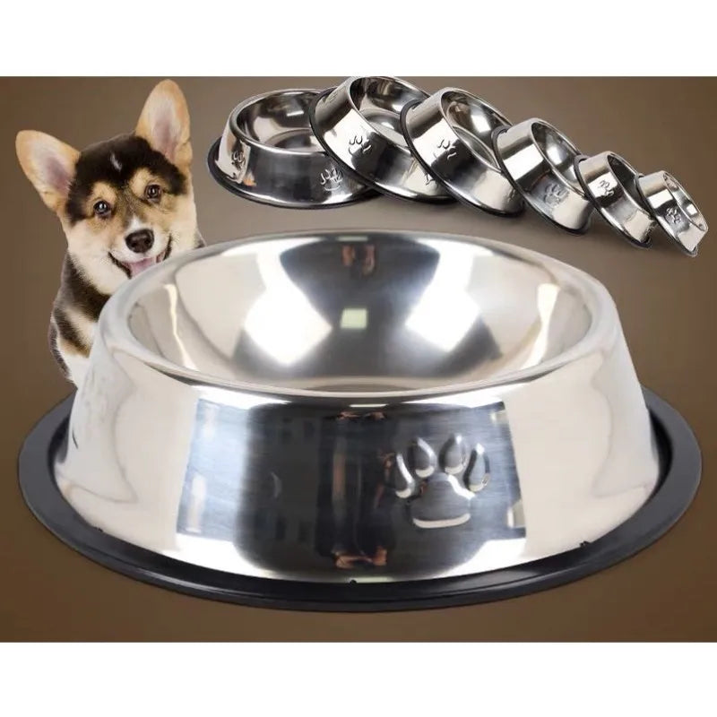 Comedouro bebedouro inox antiderrapante para animais de estimação cachorro gato porte pequeno médio grande - Compras Chaves