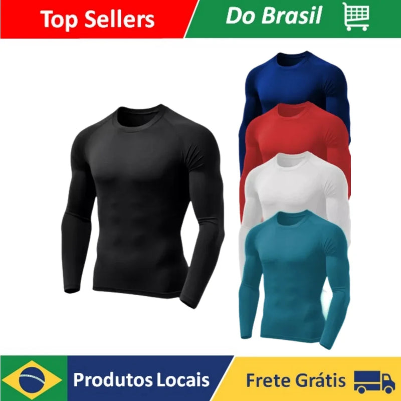 Camiseta Proteção Solar Térmica Ciclismo Compressão Segunda Pele Tecido Gelado UV 50+ Várias Cores Atacado Unissex Masculino Fem - Compras Chaves