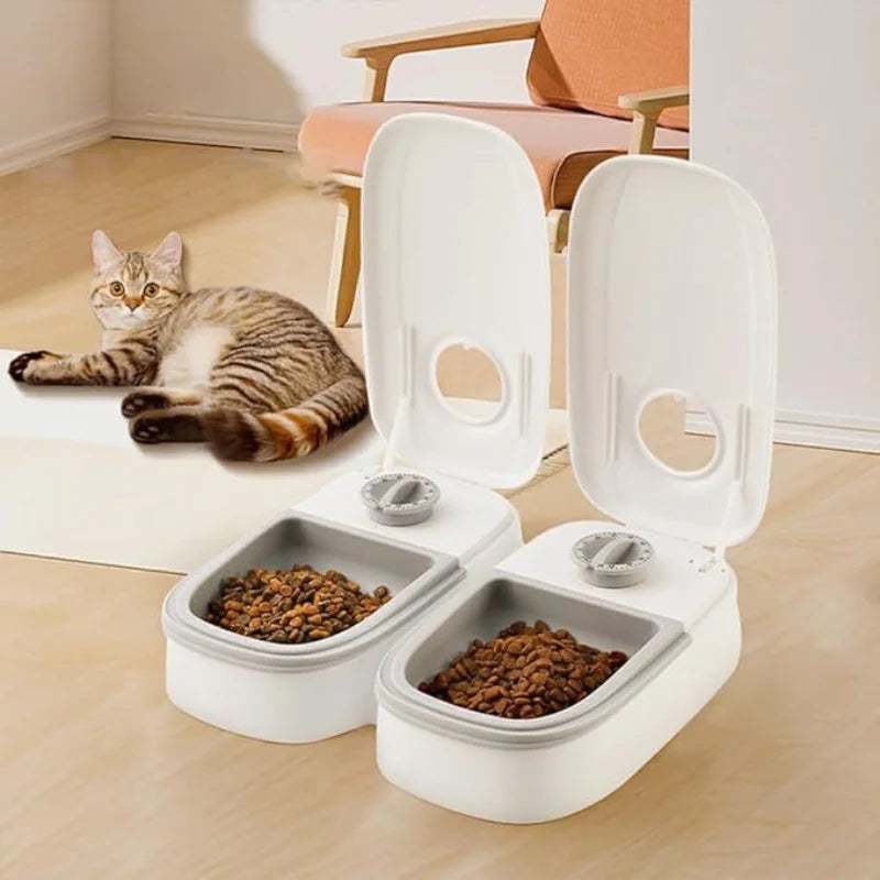 Alimentador Comedouro Duplo Temporizador Ração Agua 2 Em 1 Cachorro Gato Pet - Compras Chaves