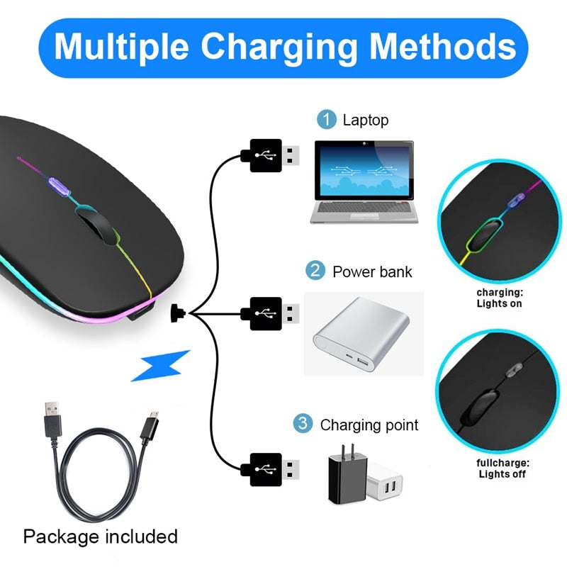 Mouse Wireless Bluetooth RGB Recarregável iMice - Compras Chaves