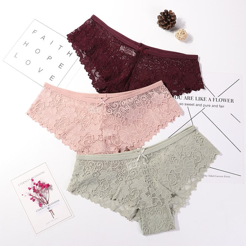 Calcinha em Renda Sexy Lace - Kit com 3 peças - Compras Chaves