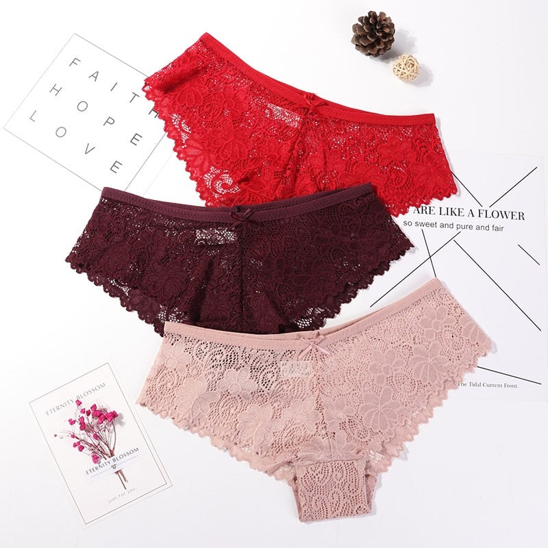 Calcinha em Renda Sexy Lace - Kit com 3 peças - Compras Chaves