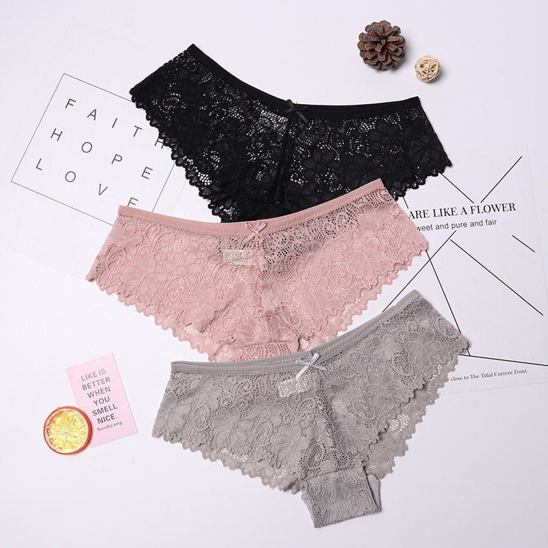 Calcinha em Renda Sexy Lace - Kit com 3 peças - Compras Chaves