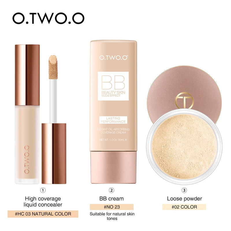 Kit Maquiagem Facial O.TWO.O - Corretivo, BB Cream e Pó - Compras Chaves