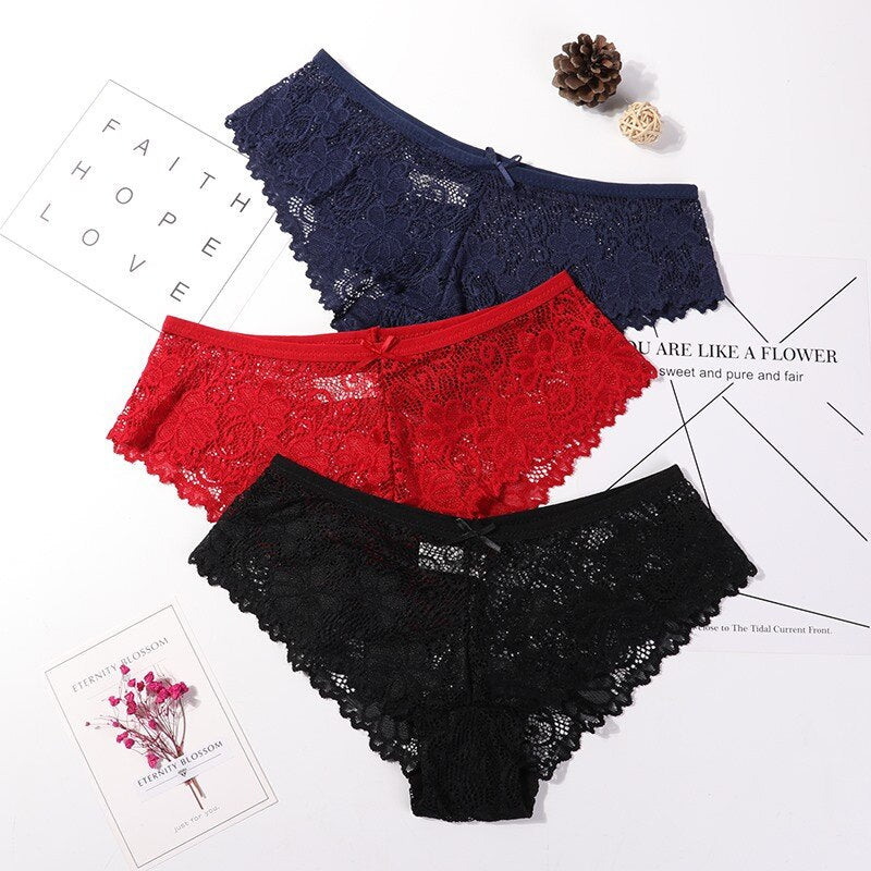 Calcinha em Renda Sexy Lace - Kit com 3 peças - Compras Chaves