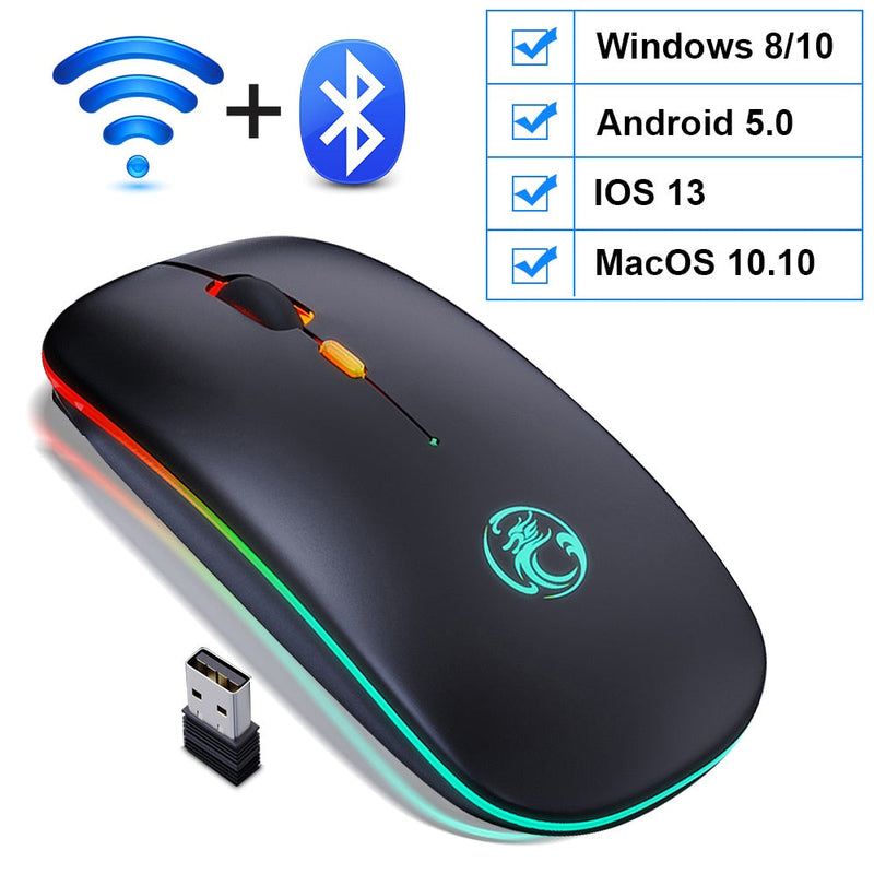 Mouse Wireless Bluetooth RGB Recarregável iMice - Compras Chaves