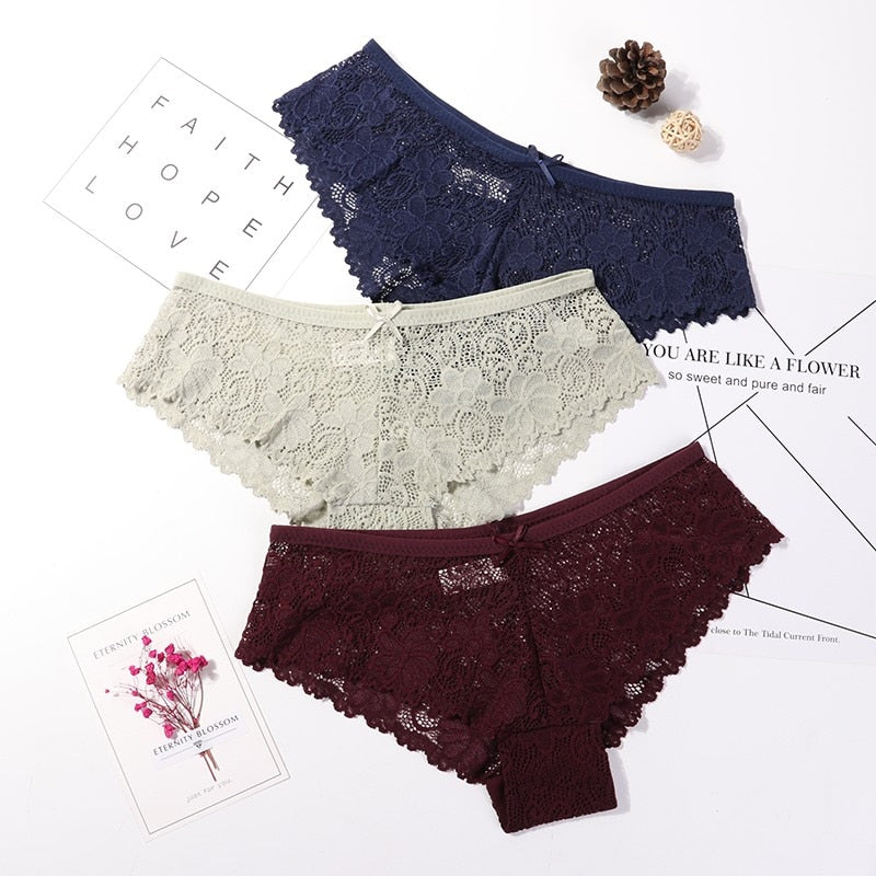 Calcinha em Renda Sexy Lace - Kit com 3 peças - Compras Chaves