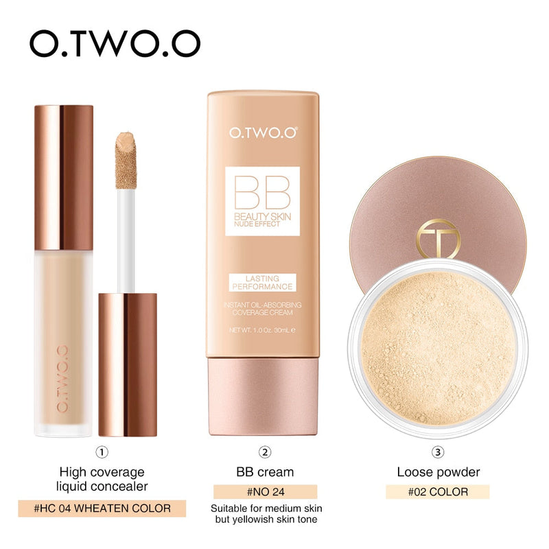 Kit Maquiagem Facial O.TWO.O - Corretivo, BB Cream e Pó - Compras Chaves