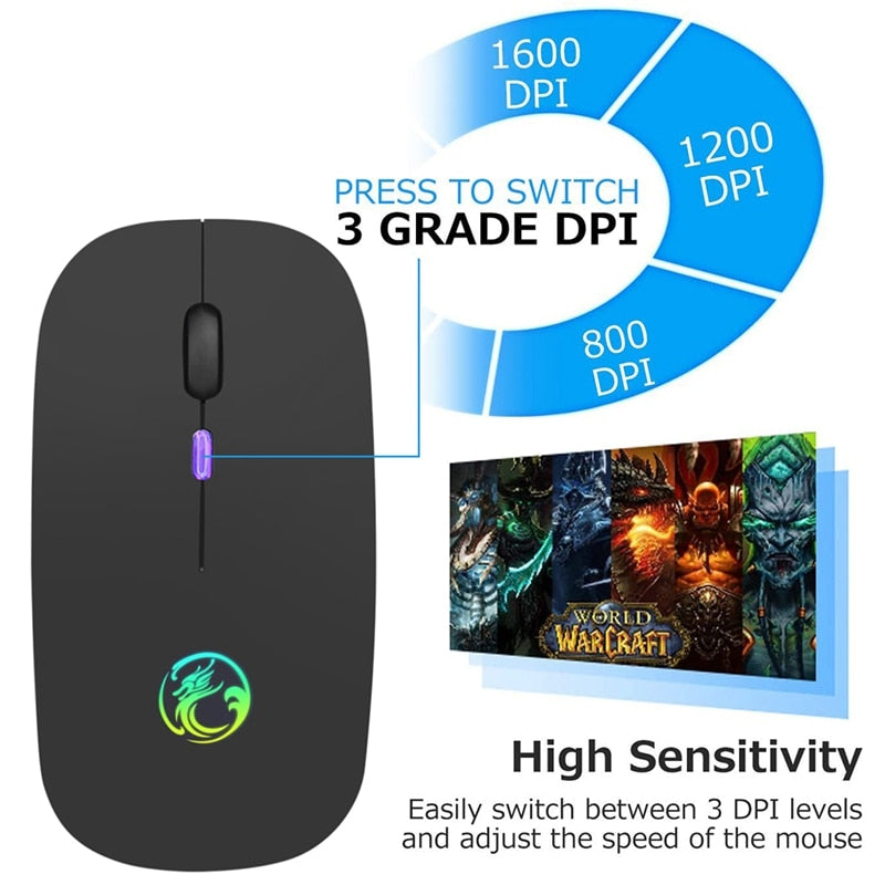 Mouse Wireless Bluetooth RGB Recarregável iMice - Compras Chaves