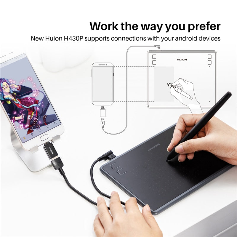 Mesa Digitalizadora Desenho Gráfico e Digital HUION H430P - Compras Chaves