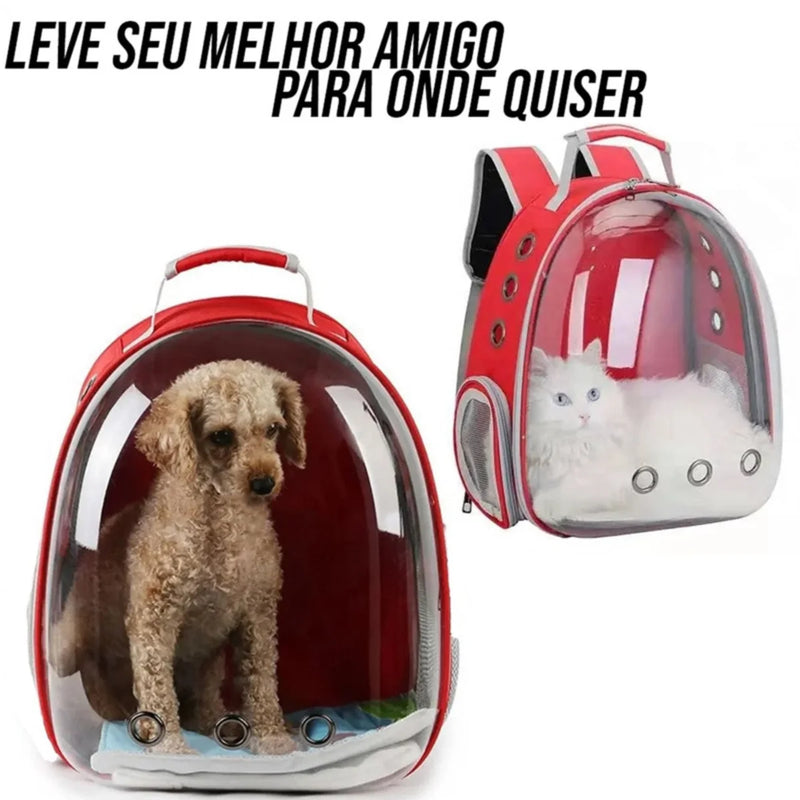 Mochila Pet Cães Gatos Visão Panorâmica Astronauta Acrílico - Compras Chaves