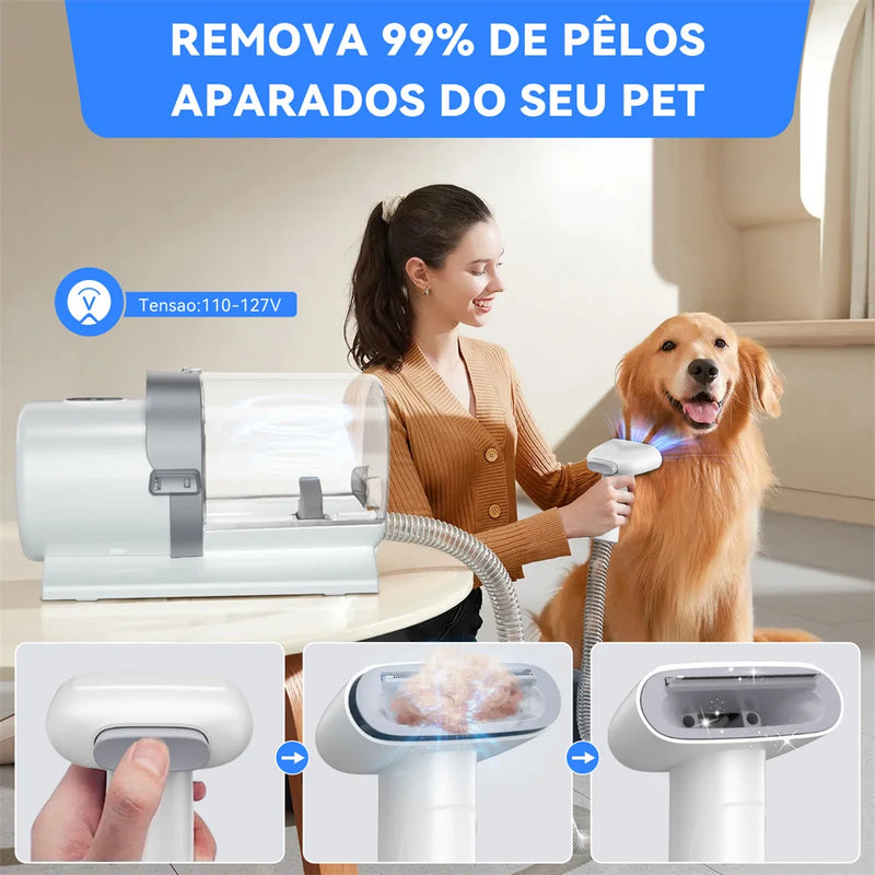 Pet Grooming Kit para cão, 2.5L Aspirador, 99% Cabelo Pet, baixo ruído, 3 níveis de sucção, 7 ferramentas de derramamento, Novo - Compras Chaves