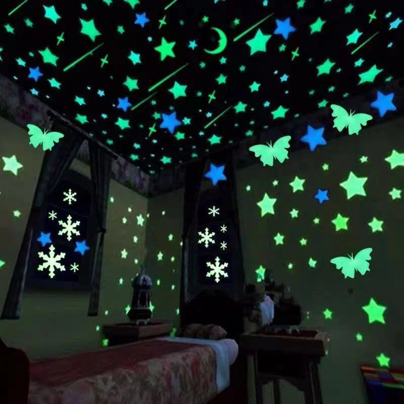 Brilho no escuro Estrelas de néon fluorescentes, decoração do quarto para criança - Compras Chaves