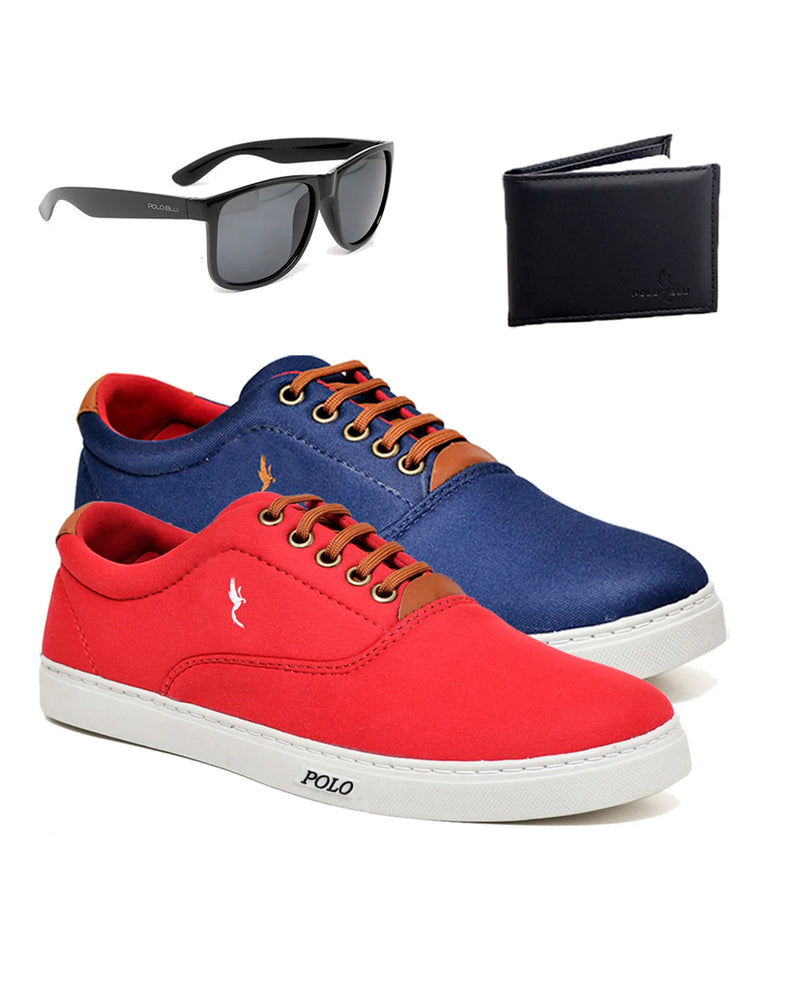 Kit 2 Sapatênis Masculino Casual Leve Polo Blu com Óculos e Carteira do 37 ao 46 - Compras Chaves