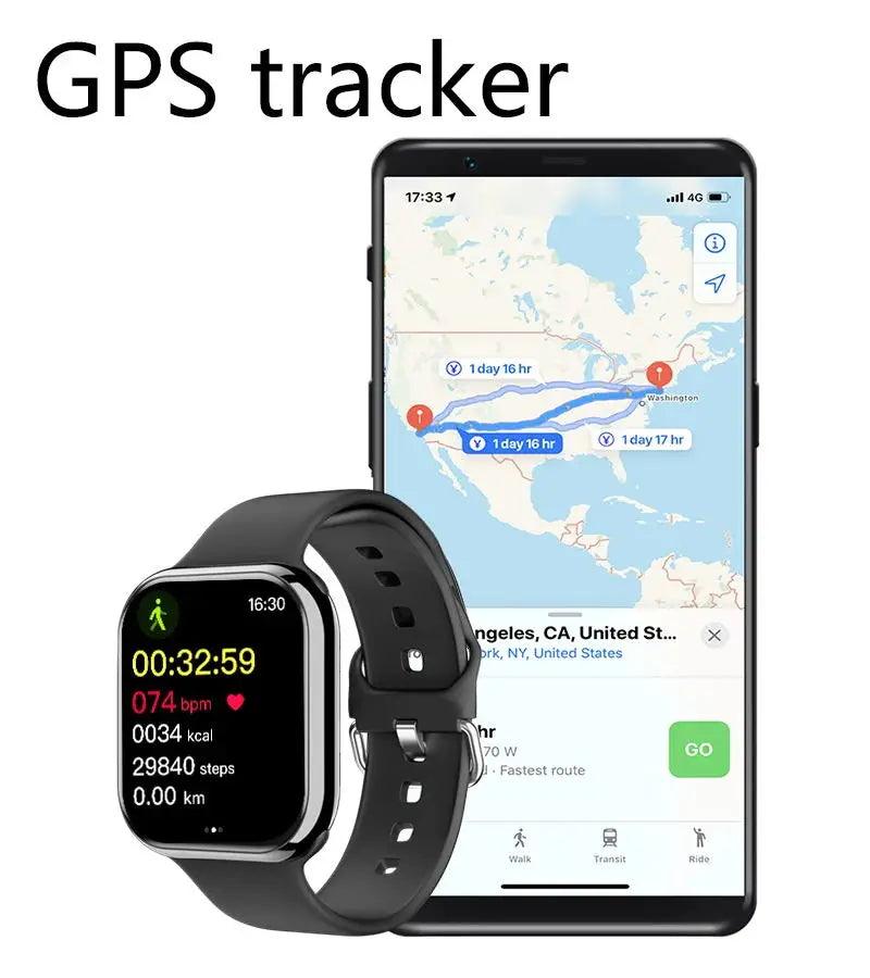 Relógio inteligente GPS para homens e mulheres, Apple Watch Série 9, sempre exibição, temperatura corporal, chamada BT, NFC, iOS, Android, novo - Compras Chaves