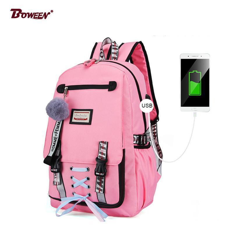 Mochila Feminina com Entrada USB e Trava Anti-Roubo - Compras Chaves